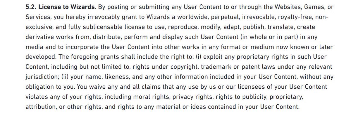 0Shine_Bright0's tweet photo. Calling all DnD nerds, I would recommend deleting a bunch of stuff off D&amp;D Beyond if you want to protect your characters and Homebrew content 

This bit of the T&amp;C has been brought to my attention… https://t.co/GHWUSJO9Qw