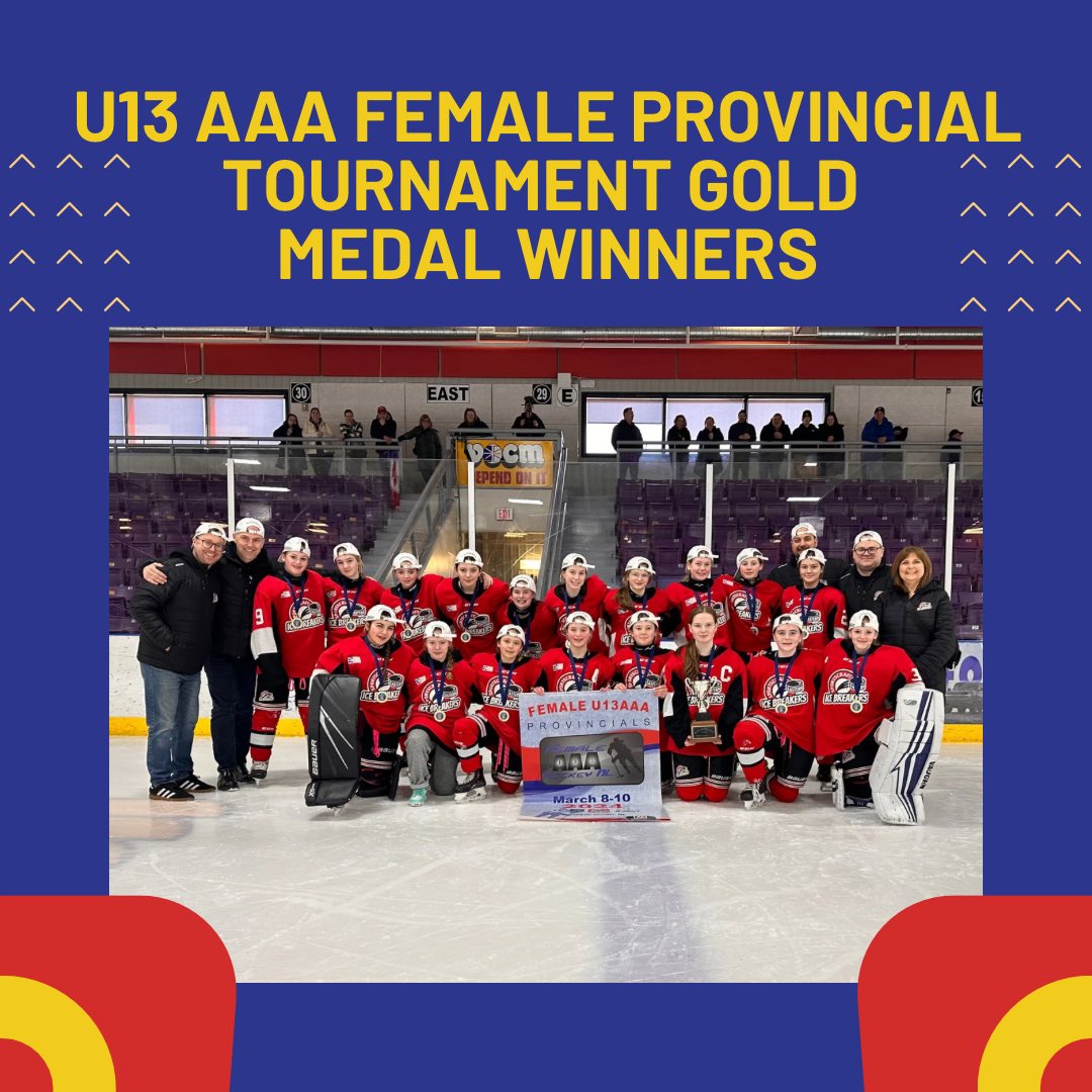 Congratulations to the U13 AAA Sportscraft Eastern Ice Breakers for their gold medal win last weekend against the Central Ice Pak!