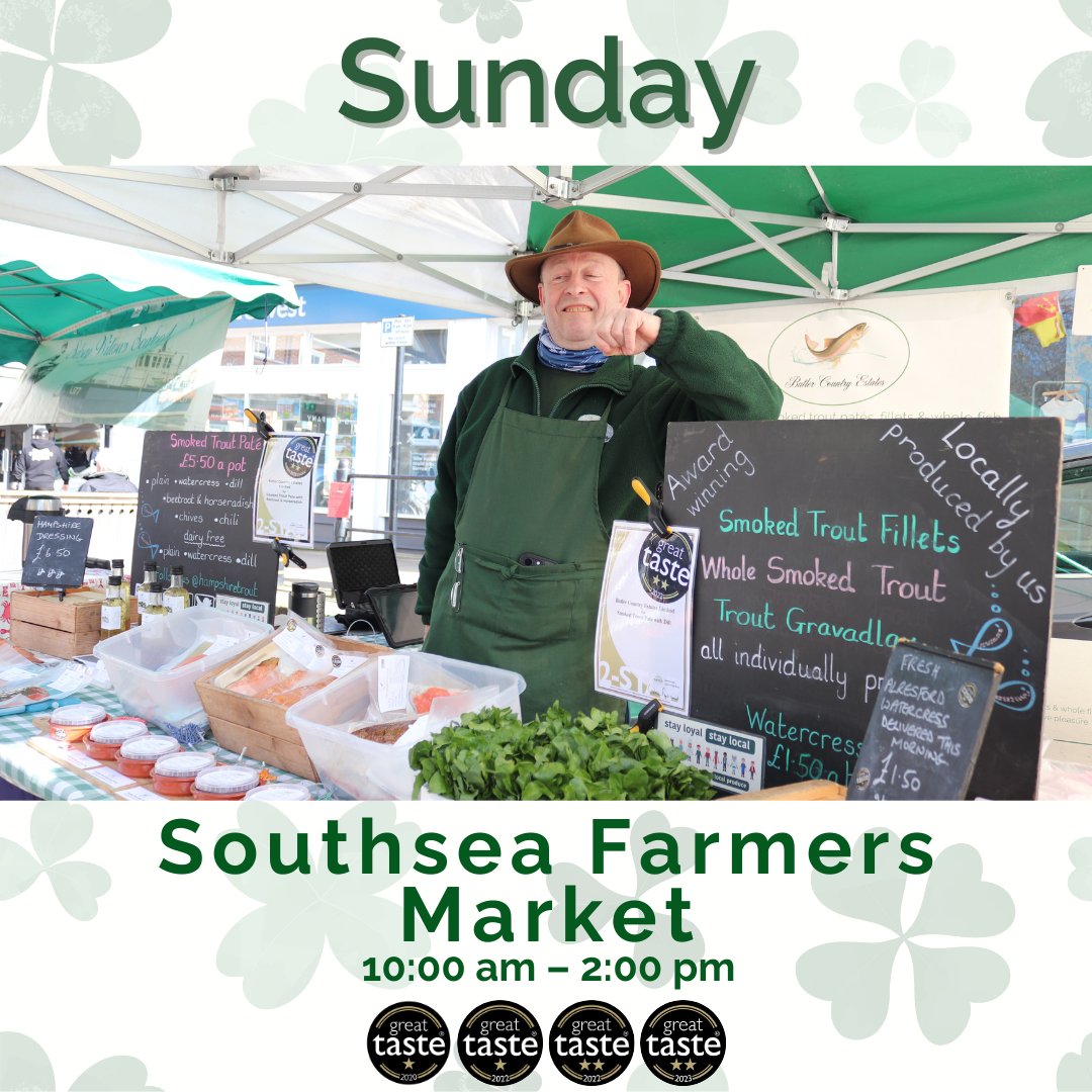 Good St. Paddy's morning! 🍀 We will be at Southsea Farmers' Market between 10:00 and 14.00. Come grab some mouth-watering smoked trout products! Don't miss out on your pot of gold! Cheers to a lucky day ahead! 🍀 ⭐️🐟💚⭐️