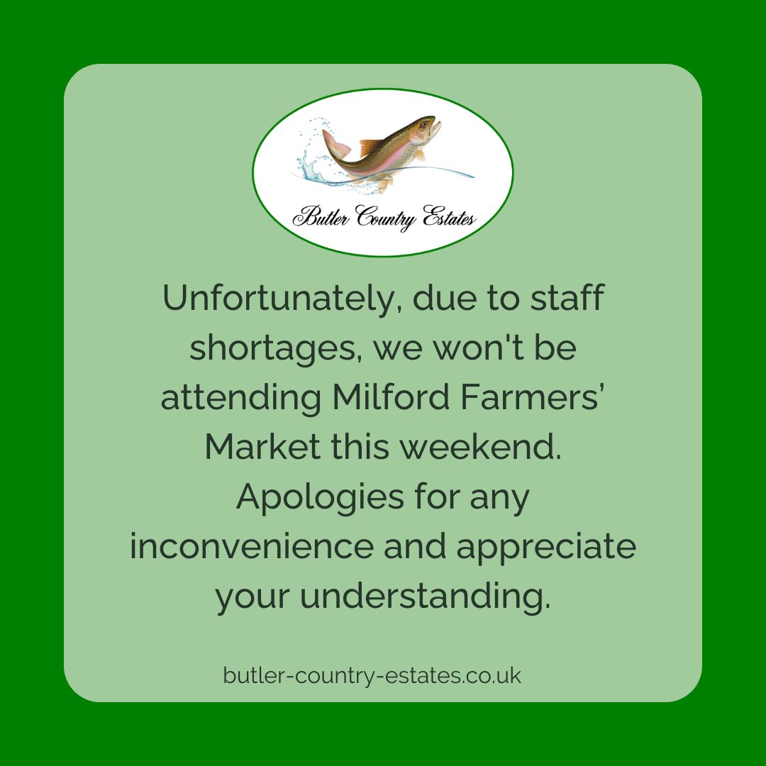 Unfortunately, due to staff shortages, we won't be attending Milford Farmers’ Market this weekend. Apologies for any inconvenience and appreciate your understanding. Find us at The Troutlet in Winchester every Thursday and Friday from 12-4 pm or shop online!💚