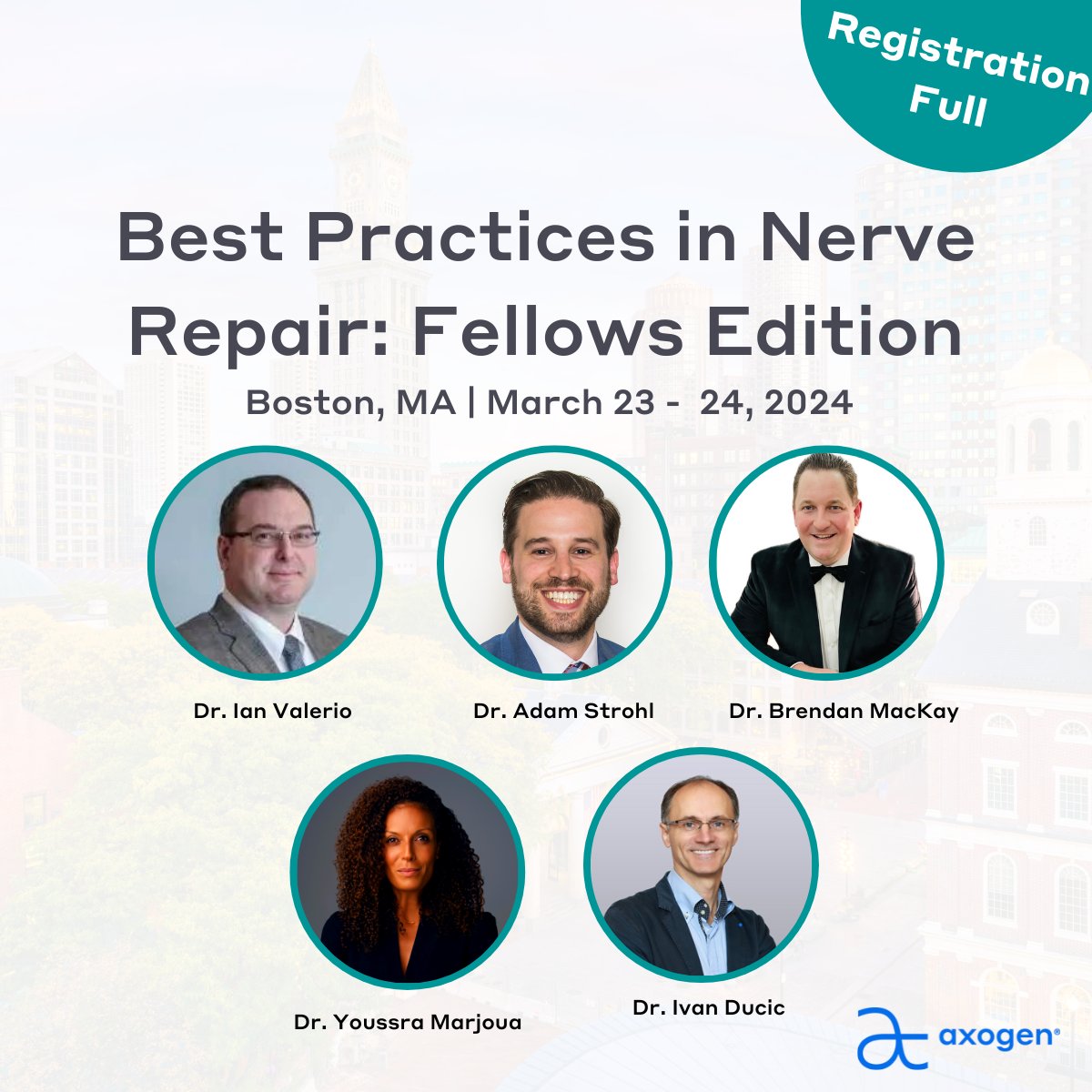 axogen's tweet image. We are excited to see our fellows next weekend in Boston for this FULL Best Practices in Nerve Repair course. If you are interested in attending a future event, stay up-to-date at hubs.la/Q02p5Sn-0