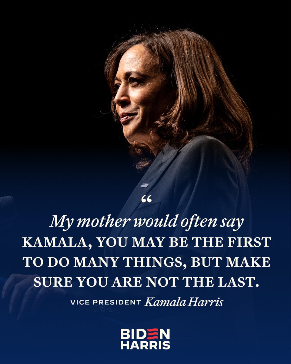 KamalaHarris's tweet image. I know I won’t be the last.

Let us keep the gate open and make it bigger and wider for all who follow.