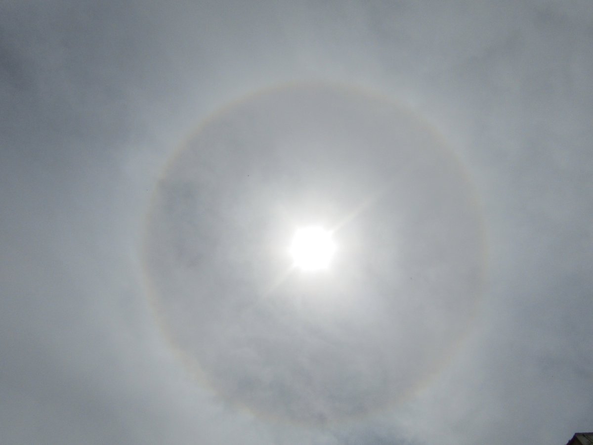 aferbarrero2's tweet photo. Con las nubes altas se ha formado este halo solar esta tarde en esta zona de Alange (Ba). @davidlopezrey  @martabarbolla_8  @HimarGonzalez  @Tiempo_Mercedes @lasextameteo https://t.co/vhsTcOZlIY