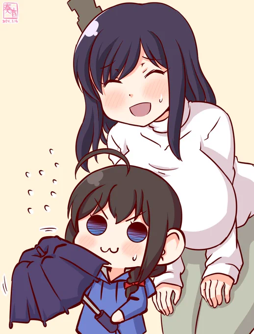 「む…むずかし…」「ほら、やっぱり普通の傘を使いましょう?しぐれ」「だめ!!おりたたみかさつかうの!!」「もう…」#ママ城とちびしぐ 