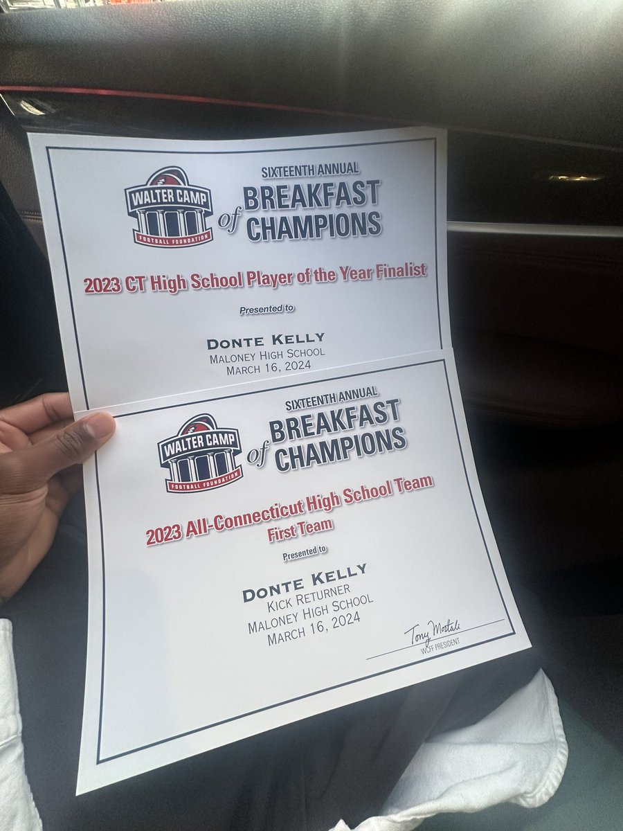 Its a honor to be First Team Kick Returner <a href="/WalterCampFF/">Walter Camp Football</a> and also one of the finalist for Player of the Year.