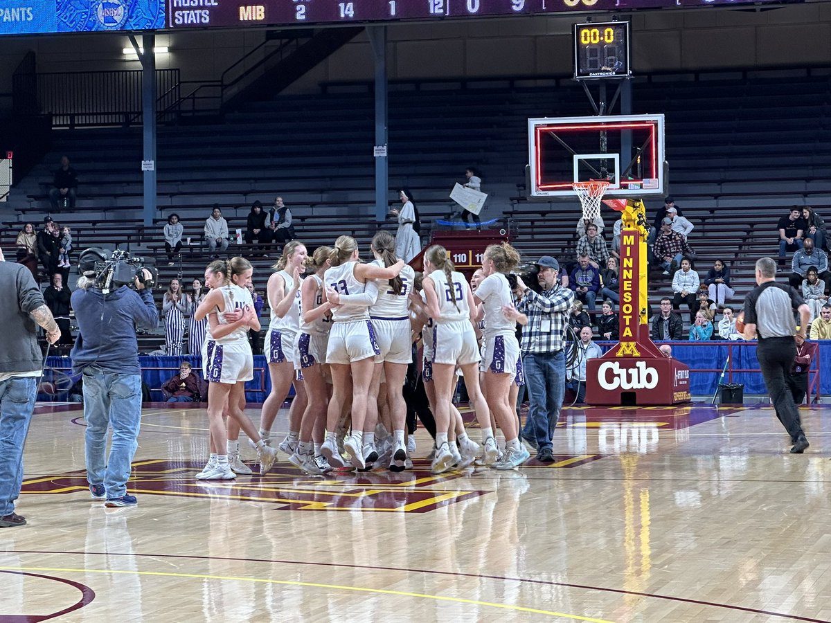 Goodhue Girls Basketball is the Class A STATE CHAMPION!!! 
@ElisabethGad25 with 31 PTS, 9 REB, 5 AST while @khlodermeier adds a 21 PT, 12 REB double-double in the 70-65 win over Mountain Iron-Buhl
@GoodhueAct