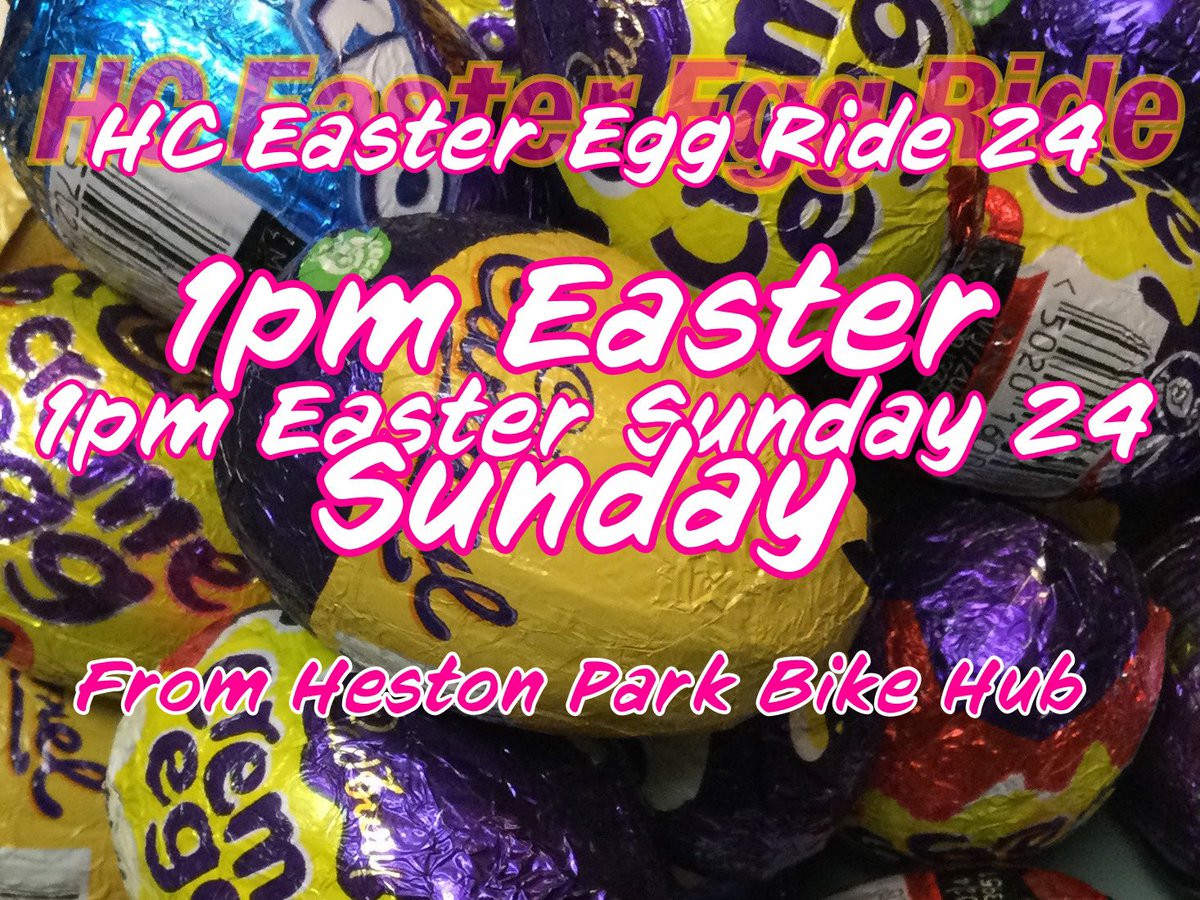Our Easter Egg ride, 1pm Sunday 31 March, leaving from Heston Park Cycle Hub. Please register at: 2024-easter-egg.eventbrite.co.uk