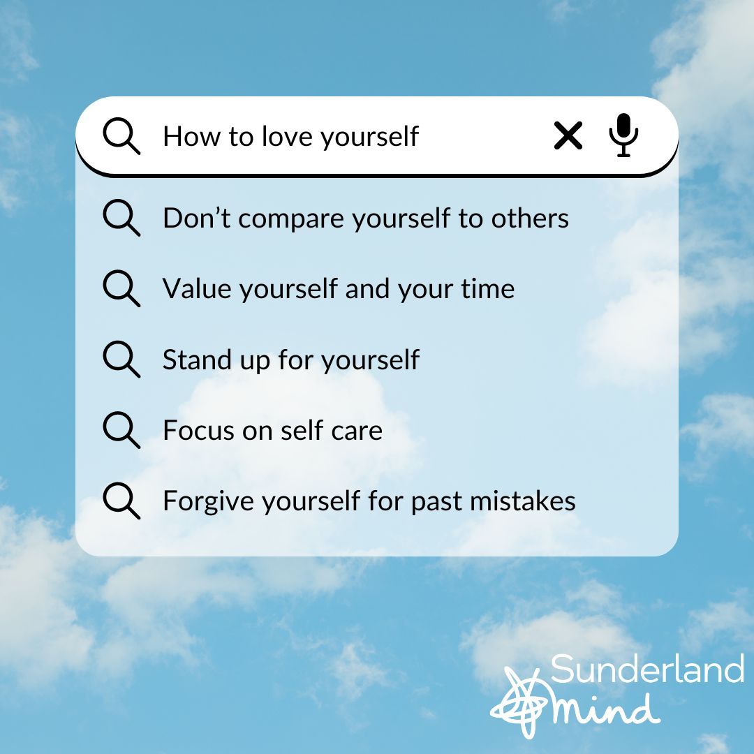 SunderlandMind's tweet image. Taking the time each day to love yourself is really important - if this is something you unsure how to do scroll to see our top tips on loving yourself. #SunderlandMind #Selflove #Selflovetips