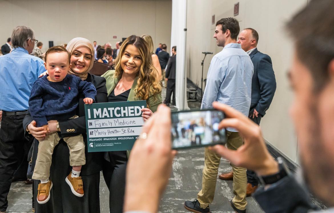 Congratulations to our students this year who matched, and to all who attended yesterday’s Match Day celebration in Novi! The College of Osteopathic Medicine’s class of 2024 had a match rate of 99.6%, with 77% of students starting residency in the state.