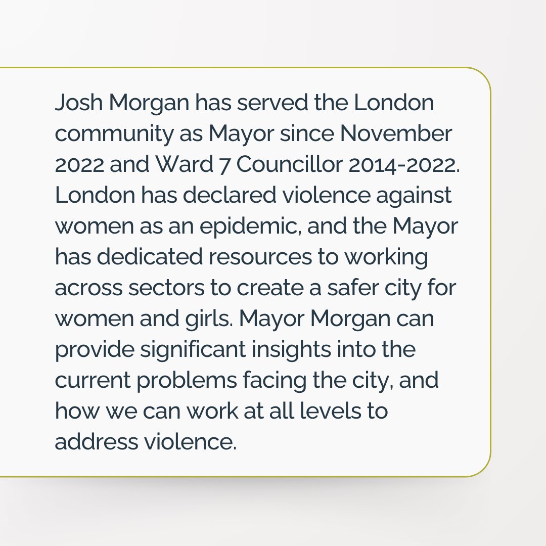 We're honoured to have <a href="/JoshMorganLDN/">Josh Morgan</a> be a panelist for next week's community conversation!

Mayor Morgan can provide significant insights into the current problems facing the city, and how we can work at all levels to address violence. 

Register here: bit.ly/3Vcr4zr