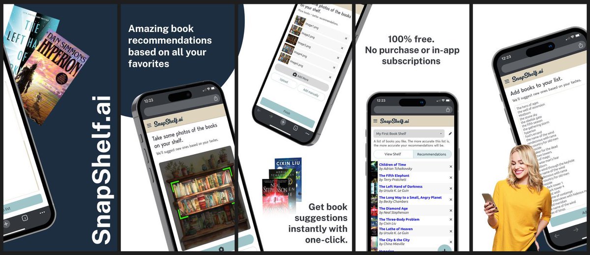 SnapShelf_ai's tweet photo. Bookworms, say hello to your new BFF!  Our app finds your perfect next read based on your taste. Download Snapshelf now &amp; #NeverRunOutOfBooks again! 

📲ios: https://t.co/MdHsVmkqAX

📲Android: https://t.co/LVXKTg0EwU
#booklover #readers https://t.co/daXXqOdP3J