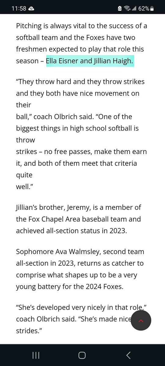 Our #21 Ella and #50 Jillian already getting some press as Freshman. Big things coming for their Fox Chapel team. 

#foxes