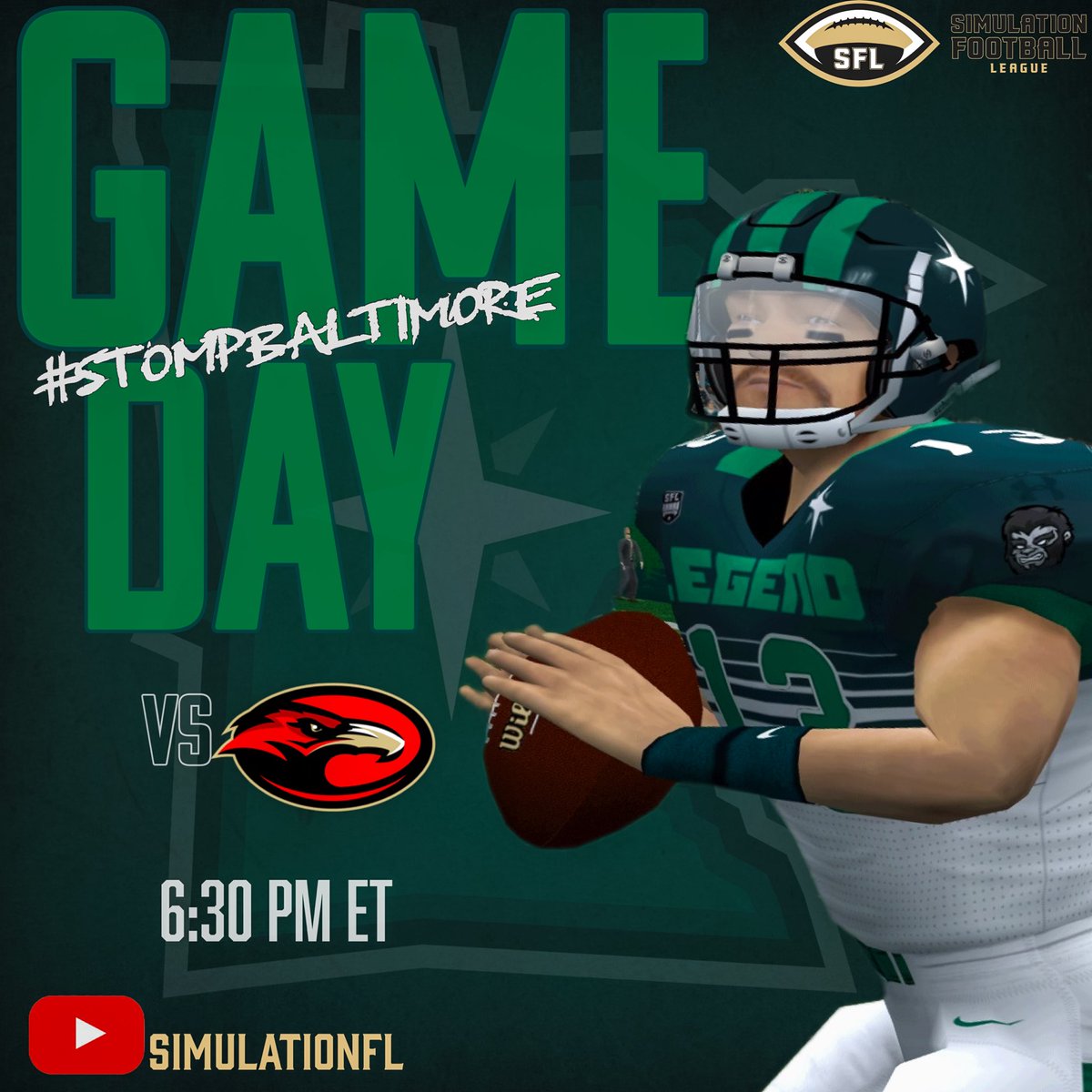 MN_Legend_SFL's tweet image. It’s GAME DAY! We travel to Baltimore to face the @SFL_Vultures. Looking for win #8 on the season against an always tough squad. We #Believe! @simulationfl  #GetStomped #SaturdayMood #SFL #AlwaysWatching #Minnesota #Baltimore 

⏰ 6:30 PM ET
📺 youtube.com/live/RQZCvulDe…