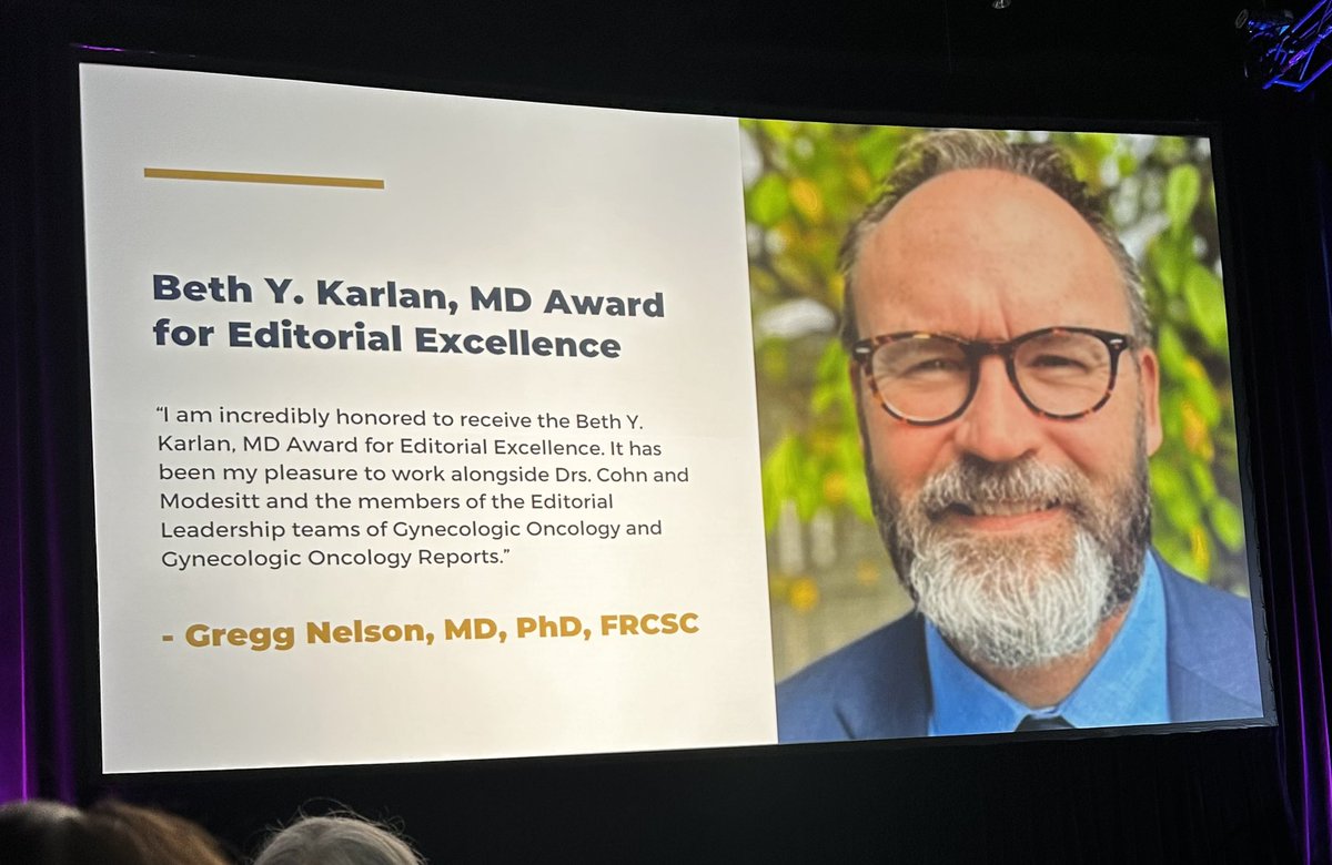 Incredibly honored to receive Best Paper in Gynecologic Oncology🥇for ERAS 2023 Guidelines Update and also the inaugural @beth_karlan Award for Editorial Excellence 🙏 Thx to my mentors @SeanDowdy1 @pedroramirezMD @David_Cohn_MD @SusanModesitt @gynoncjnls @SGO_org @OncoAlert