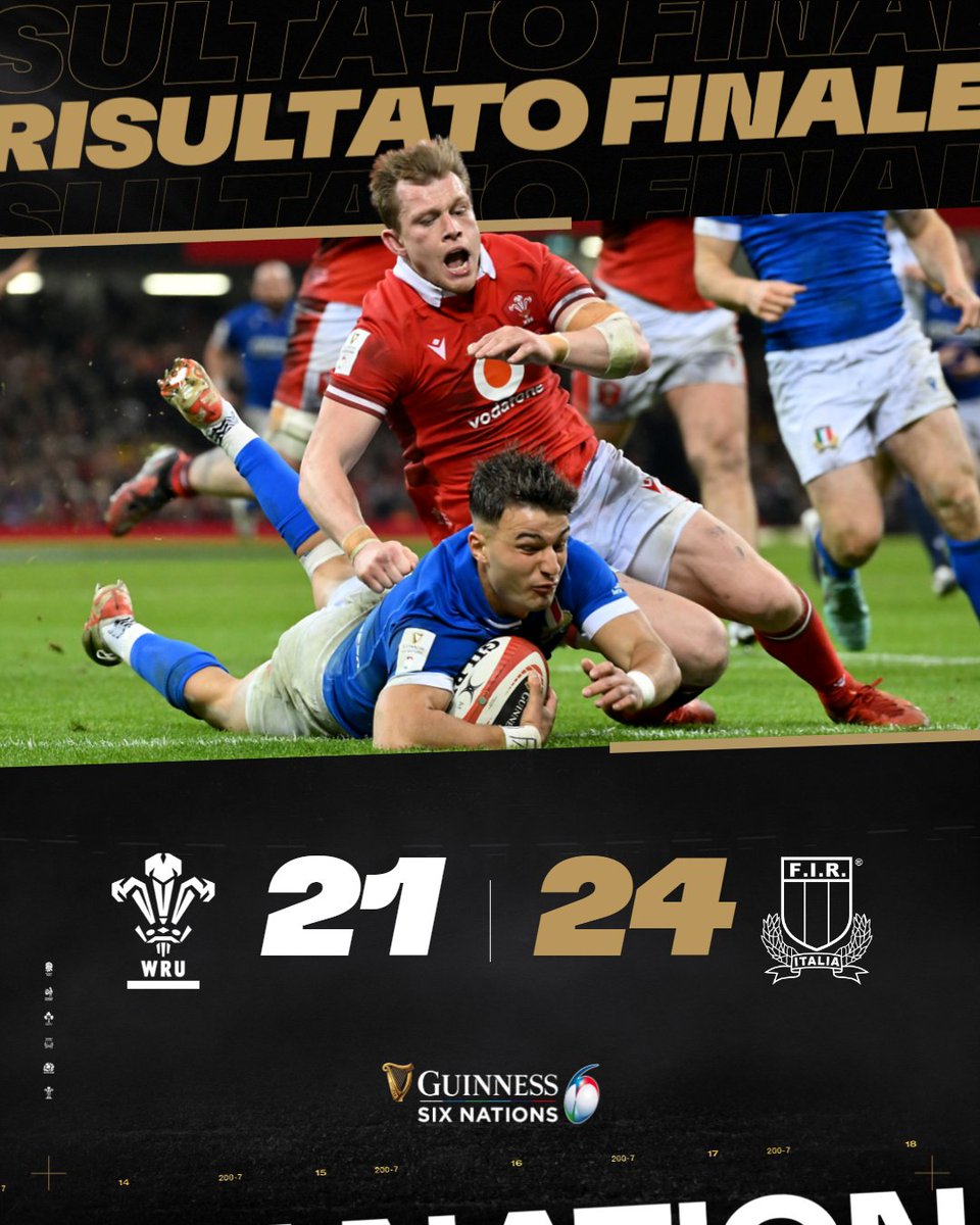 🏴󠁧󠁢󠁷󠁬󠁳󠁿🇮🇹 L'Italia espugna Cardiff 🔵

#GuinnessM6N #WALITA