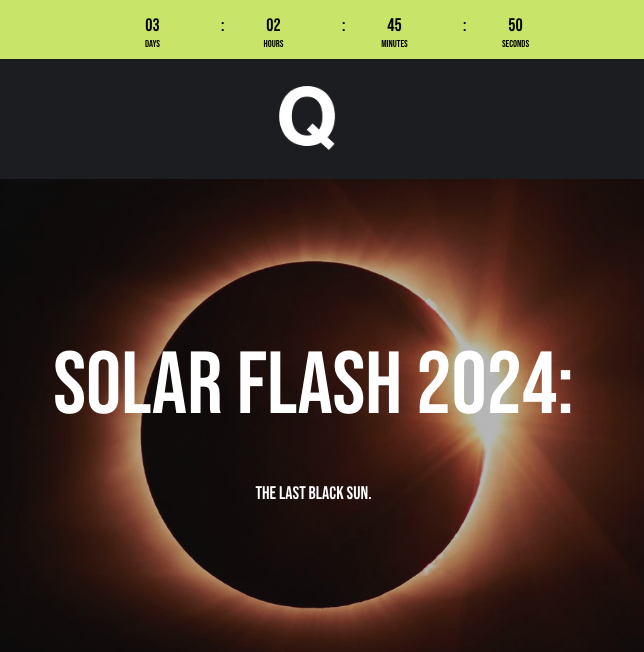 QTHESTORMM's tweet photo. ⚠️⚠️⚠️ WARNING: SOLAR FLASH 2024 !!!
3 DAYS DARKNESS.
THE LAST BLACK SUN.
BE READY.
https://t.co/AQR1OA0lfU