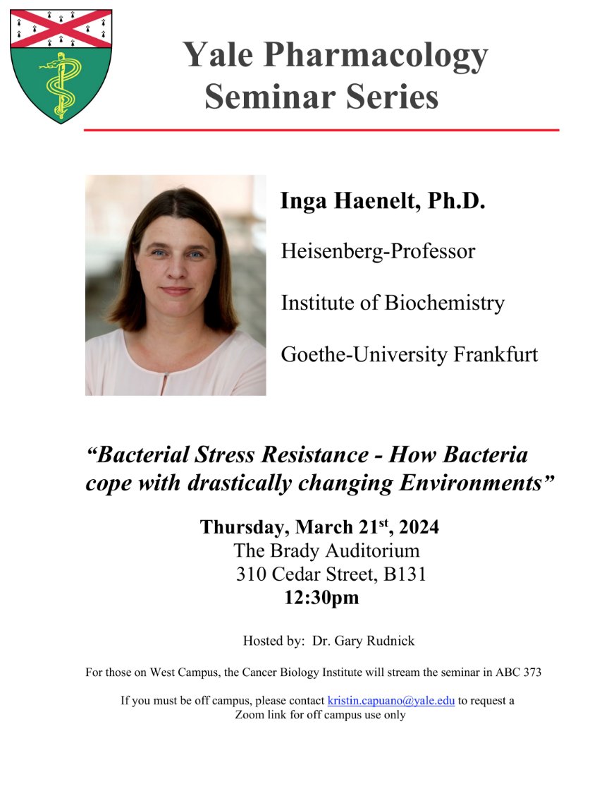 Come to this week's Pharmacology seminar. By Inga Haenelt - Thursday at 12.30pm in Brady.