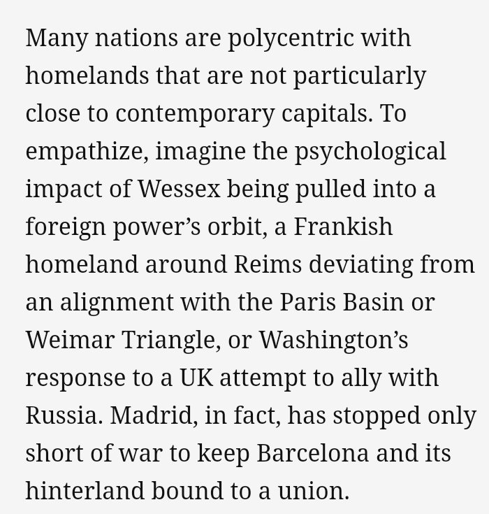 This is a critically important point he made about a nation's ancestral homeland. Whether it's true or myth - maybe even especially if it's myth - people aren't likely to compromise over what they believe to be holy ground