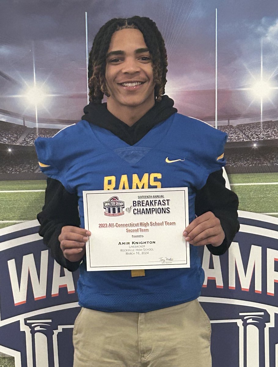 Today @theamirk was recognized by the @WalterCampFF as a member of the All CT Team. Proud of you Amir, can’t wait to see what the future has in store for you!