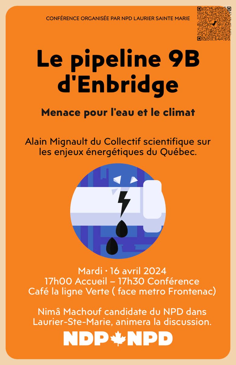 Nos amis dans Laurier-Sainte-Marie organisent un événement sur les pipelines le 16 avril.  Our friends in Laurier-Sainte-Marie are organizing an event about pipelines on April 16.