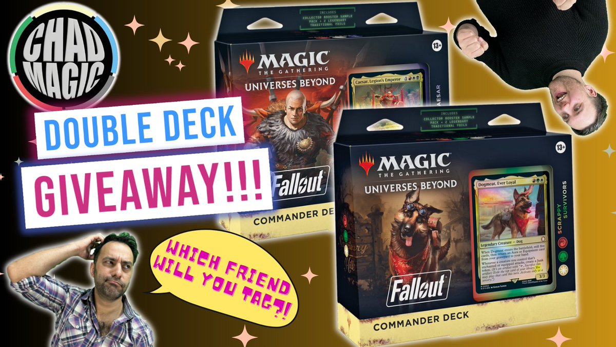 🔥GIVEAWAY!🔥 We have a Fallout commander deck each for you and a friend to win in this #giveaway! To enter: 👍 Like ✅️ Follow 🐦 RT 🧡 Tag a friend to win with Bonus entries for following @CM_Christian471 and @AdamWallyetc! Winning team announced at 1,000 followers!