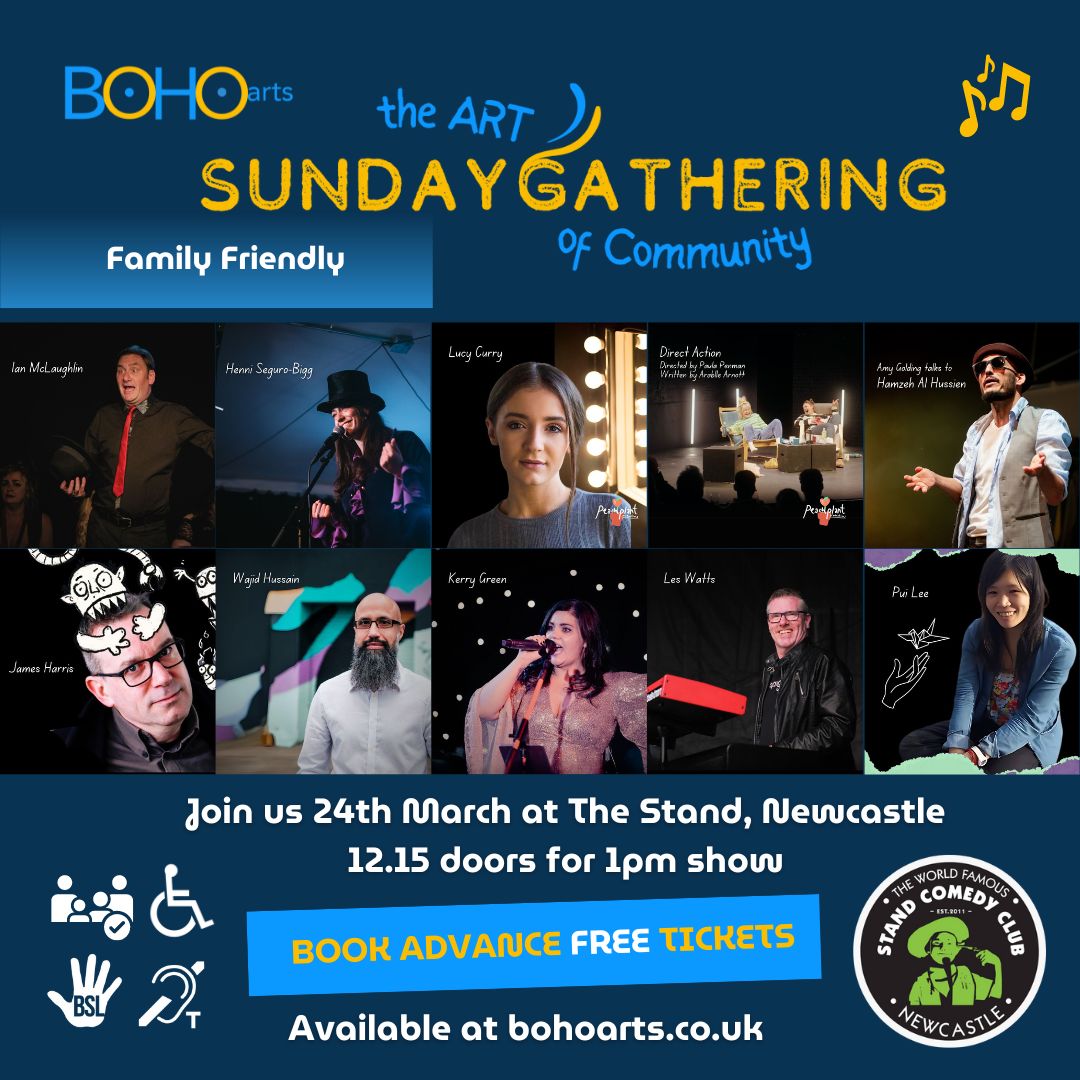 Boho Arts (@bohoartsncl) on Twitter photo Join us for this wonderful FREE arty afternoon show on Sun 24 March <a href="/StandNewcastle/">The Stand Newcastle</a> with a diverse range of theatre 🎭 music 🎵 comedy 🤣 poetry, stories & guest 🎤 speakers. Free 🍰 ☕️ too. Limited tickets so don’t delay❗Book or find out more here bohoarts.co.uk/sunday-gatheri… Join us for this wonderful FREE arty afternoon show on Sun 24 March <a href="/StandNewcastle/">The Stand Newcastle</a> with a diverse range of theatre 🎭 music 🎵 comedy 🤣 poetry, stories & guest 🎤 speakers. Free 🍰 ☕️ too. Limited tickets so don’t delay❗Book or find out more here bohoarts.co.uk/sunday-gatheri…