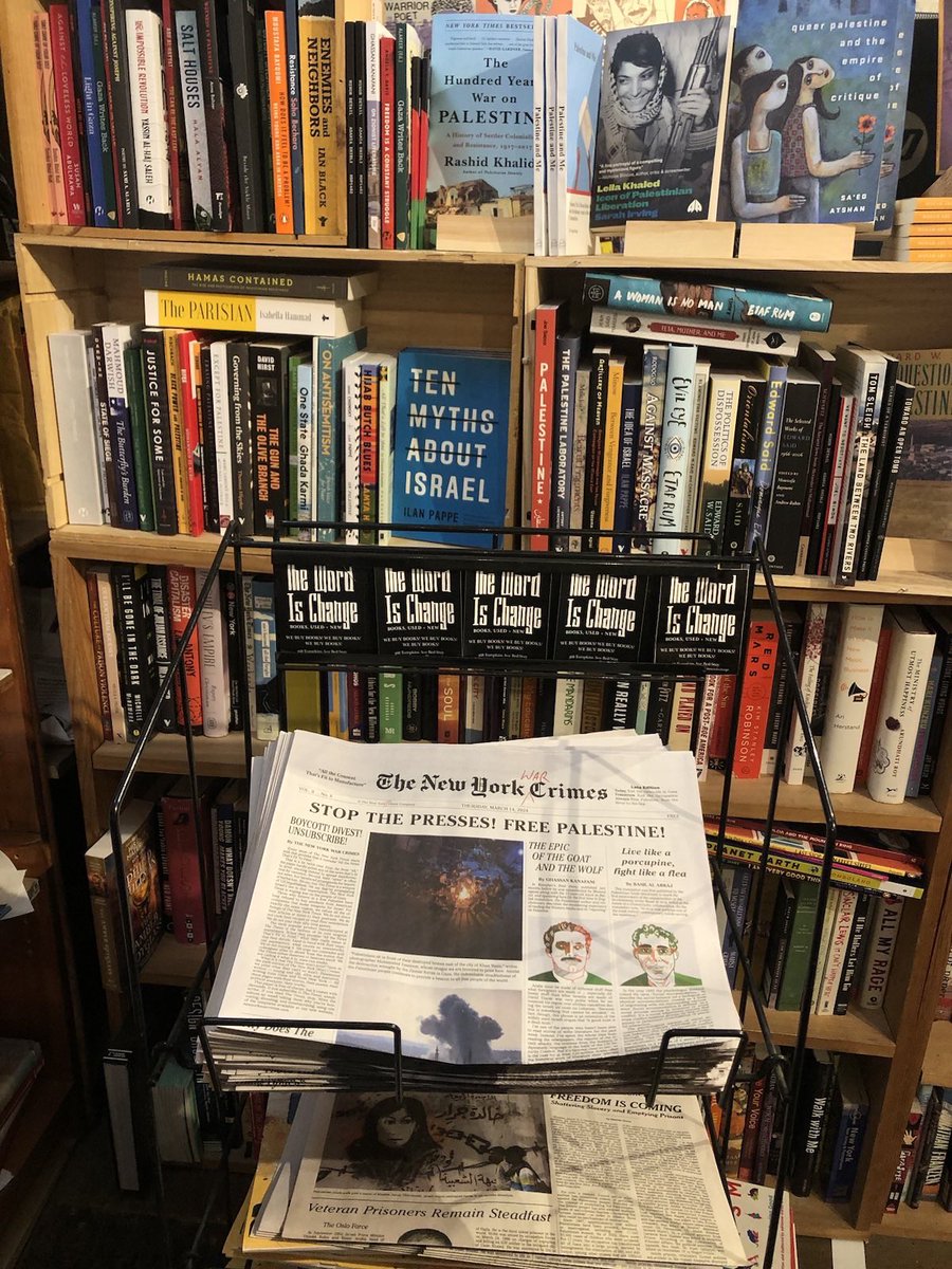 Here it is at @TheWordIsChange in Bed-Stuy. This is the third issue of the NYWC that this wonderful bookstore has stocked! (We recommend picking up a copy of Leila Khaled’s memoir while you’re there.)