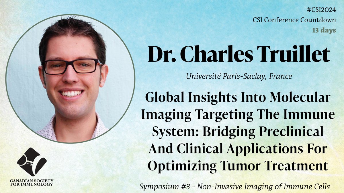 Kicking off Symposium 3 on Non-Invasive Imaging of Immune Cells we have Dr. Charles Truillet coming from France! They will give a talk on Global Insights into Molecular Imaging - Briding Preclinical and clinical applications! We are 13 days away from #CSI2024