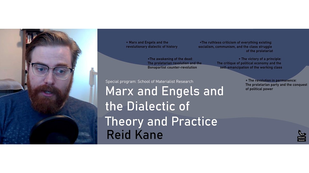 Happening now @school_SMR! Reid Kane @socialistlegacy finishing our late-winter program on 'Marx, Engels, and the Dialectic of Theory and Practice' #Marxism youtube.com/live/3-r2PJeVp…