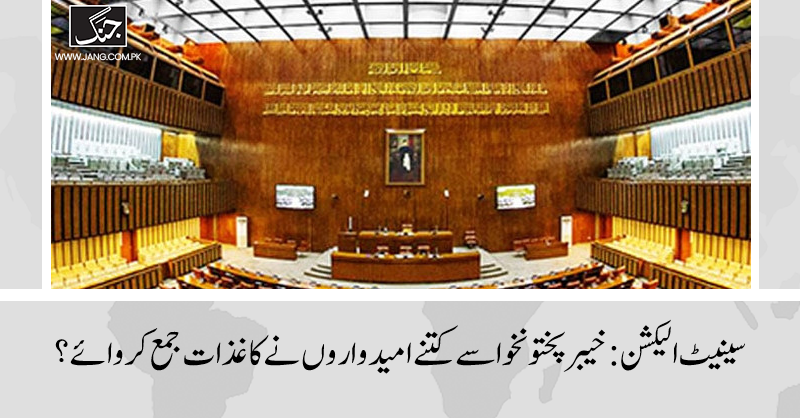 jang_akhbar's tweet image. سینیٹ الیکشن: خیبر پختونخوا سے کتنے امیدواروں نے کاغذات جمع کروائے؟
تفصیلات جانیے: jang.com.pk/news/1331142
#DailyJang #SenateElection