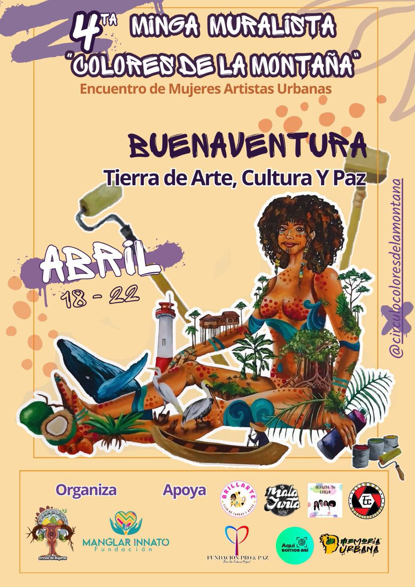 LeonardBtura's tweet photo. Llega la Minga Muralista a Buenaventura 🔰❤️‍🔥! 

Prepárate para sumergirte en una experiencia única donde el arte y la fraternidad se entrelazan. Déjate llevar por la creatividad y el calor humano! 

La Minga de Mujeres Muralistas en Buenaventura es mucho más que un evento; es un abrazo de colores, historias y amistad. Te invitamos a mingarte a esta experiencia donde nos convertimos en hilos de unión entre culturas y corazones. 

¡Ven y deja tu huella en los muros de la comunidad! Juntas, construimos arte. ¡Únete a la Minga y sé parte de la juntaza! 
#MingaMuralista #ManglarInnato #ArteYHermandad #buenaventuracolombia