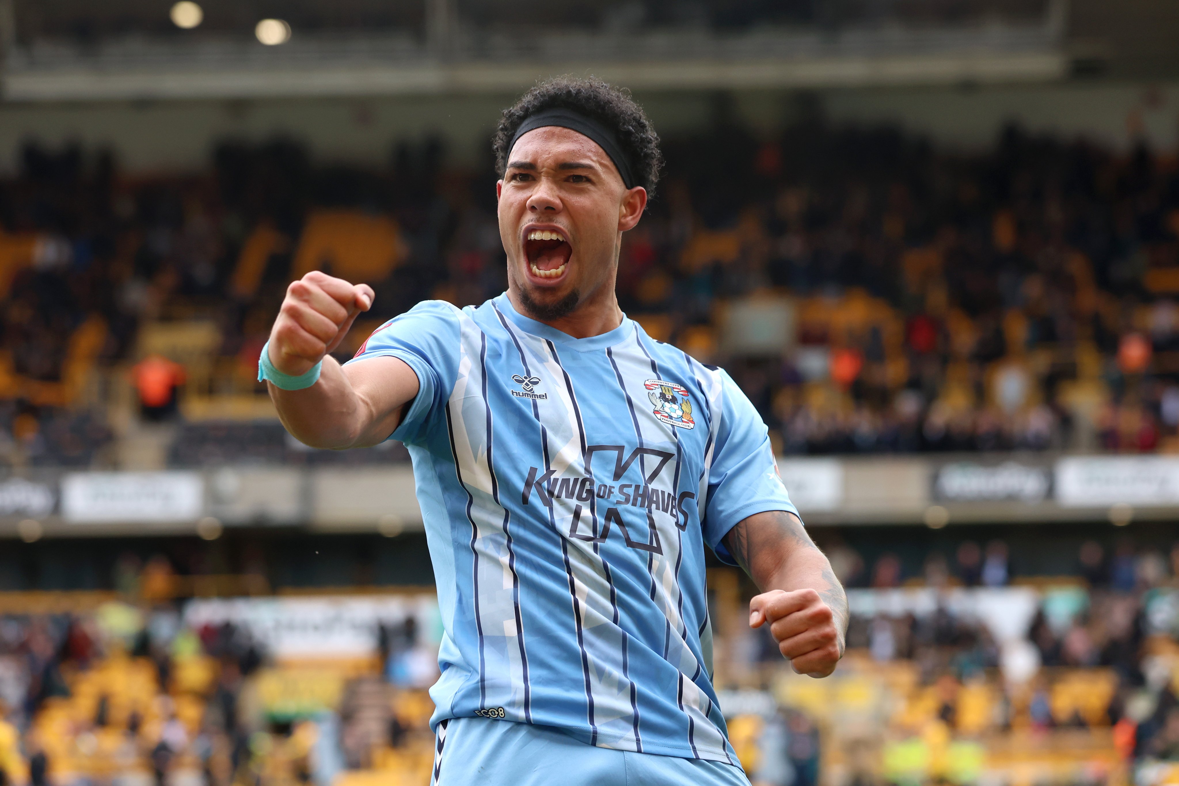 An image of Milan van Ewijk of Coventry City celebrating their win