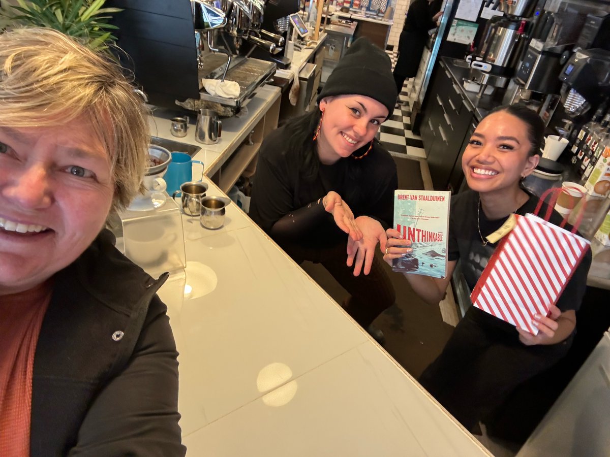 A huge Saturday congrats to @JGCanada for getting to @RelayCoffee first & nabbing the book! Thanks to Jason & Rachel & crew, esp for the coffee they threw in to caffeinate the deal! Watch this space Monday for the next #hamont location — hint: local ingredients matter.