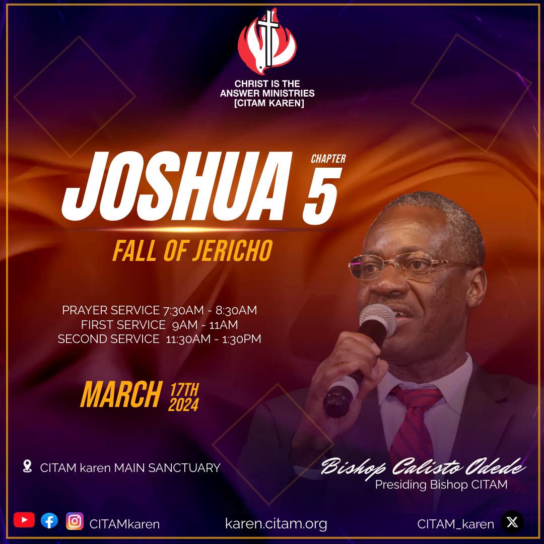 Join us tomorrow morning for our Sunday service.
Sermon will come from the book of Joshua 5.
The speaker will be Bishop @codede2

#MyCITAMKaren #WhereChristlsTheAnswer
#TakingNewTerritories