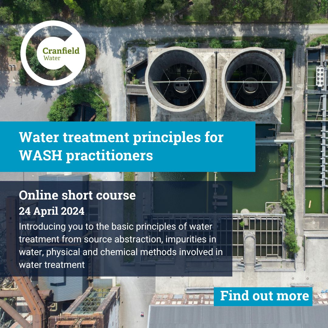 Cranfield Water (@cranfieldwater) on Twitter photo The Water Treatment Principles for WASH Practitioners provides the opportunity for water professionals to refresh and update their skills and expertise in #WaterTreatment principles.
Find out more about this exciting online learning opportunity: cranfield.ac.uk/courses/short/… The Water Treatment Principles for WASH Practitioners provides the opportunity for water professionals to refresh and update their skills and expertise in #WaterTreatment principles.
Find out more about this exciting online learning opportunity: cranfield.ac.uk/courses/short/…