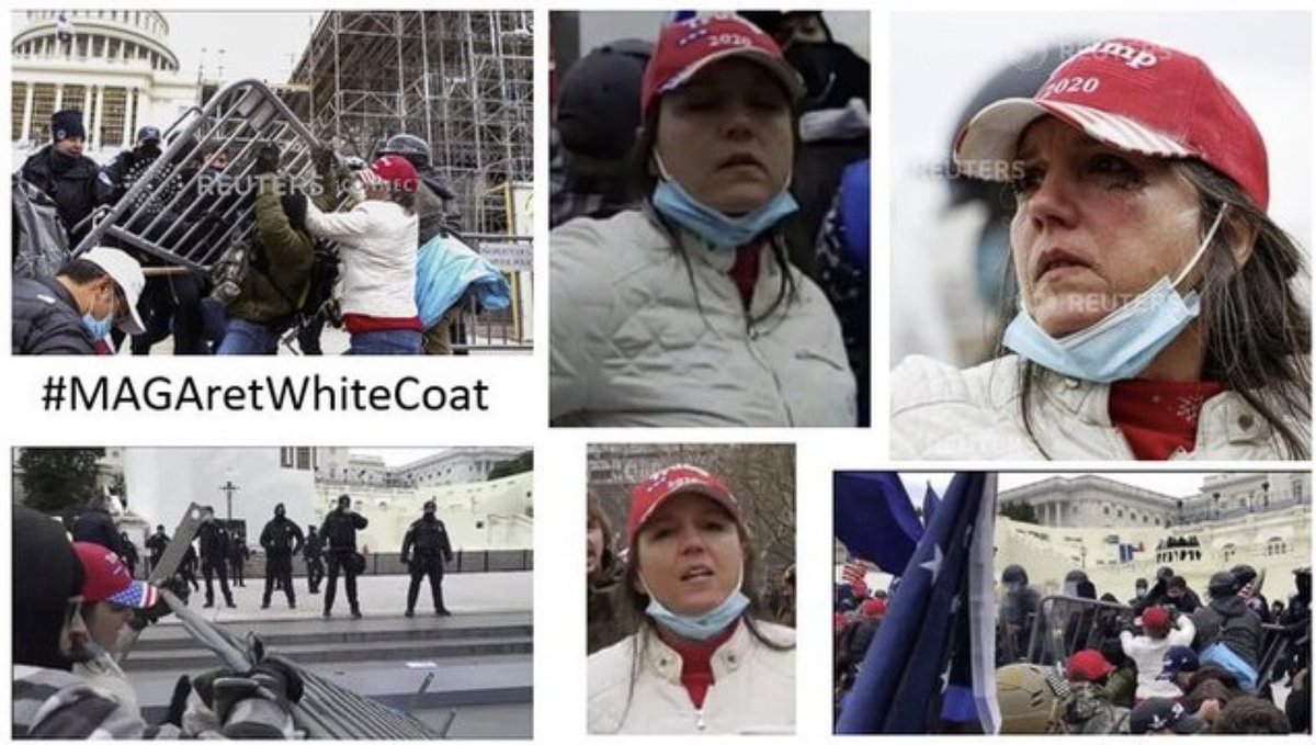 SeditionHunters's tweet image. Do you know MAGAretWhiteCoat If so the FBI would like to hear from you and so would we! #Justice4J6 #HoldThemAllAccountable #WhyWeDoWhatWeDo
Please contact the FBI at fbi.tips.gov or contact us at admin@seditionhunters.org