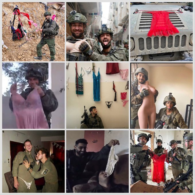 simangeo's tweet photo. Como estos infanticidas vienen después a relajarse a Sur América, si los ven por ahí, damas, tengan cuidado con su lencería.
No sé por que tienen una especial obsesión por la ropa interior de las palestinas a las que asesinan. https://t.co/Am2HBInnuc