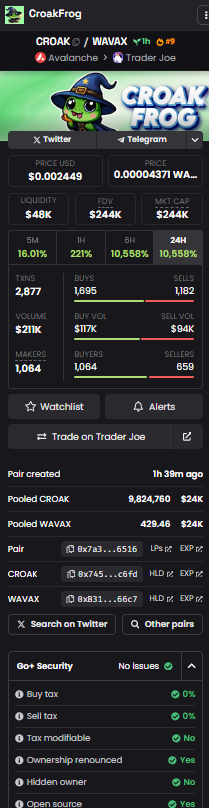 croakfrogavax's tweet photo. NO MORE ISSUE ON DEXSCREENER, $CROAK IS GROWING 🐸🔥 https://t.co/vpltgyHZMk