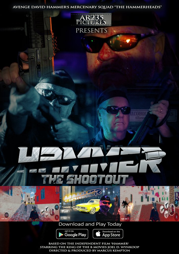 PLURetribution's tweet photo. The first #videogame based on

@HammerMovie is coming soon

on the @GooglePlay &amp; @AppStore

Starring The King of The B Movies

@JoelDWynkoop

#hammertheshootout https://t.co/Nh8uZ86K0N