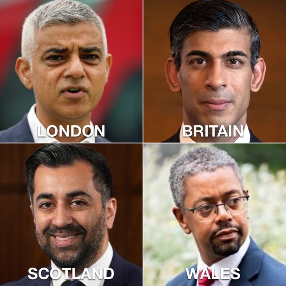 To those who insist Britain is a racist society I would like to point out that the Prime Minister of the United Kingdom (Conservative) the Scottish Leader (SNP), the Welsh Leader (Labour) and the Mayor of London (Labour) are all from ethnic minorities. #JustSaying 🇬🇧🏴󠁧󠁢󠁳󠁣󠁴󠁿 🏴󠁧󠁢󠁷󠁬󠁳󠁿 🏴󠁧󠁢󠁥󠁮󠁧󠁿 👇