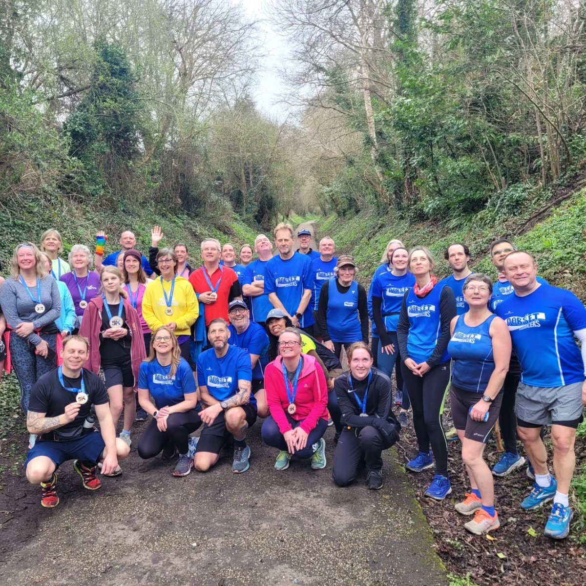 Our next group of #c25k cross the line at Blandford #parkrun supported all the way by members of the #DorsetDoddlers running club. Well done to everyone!