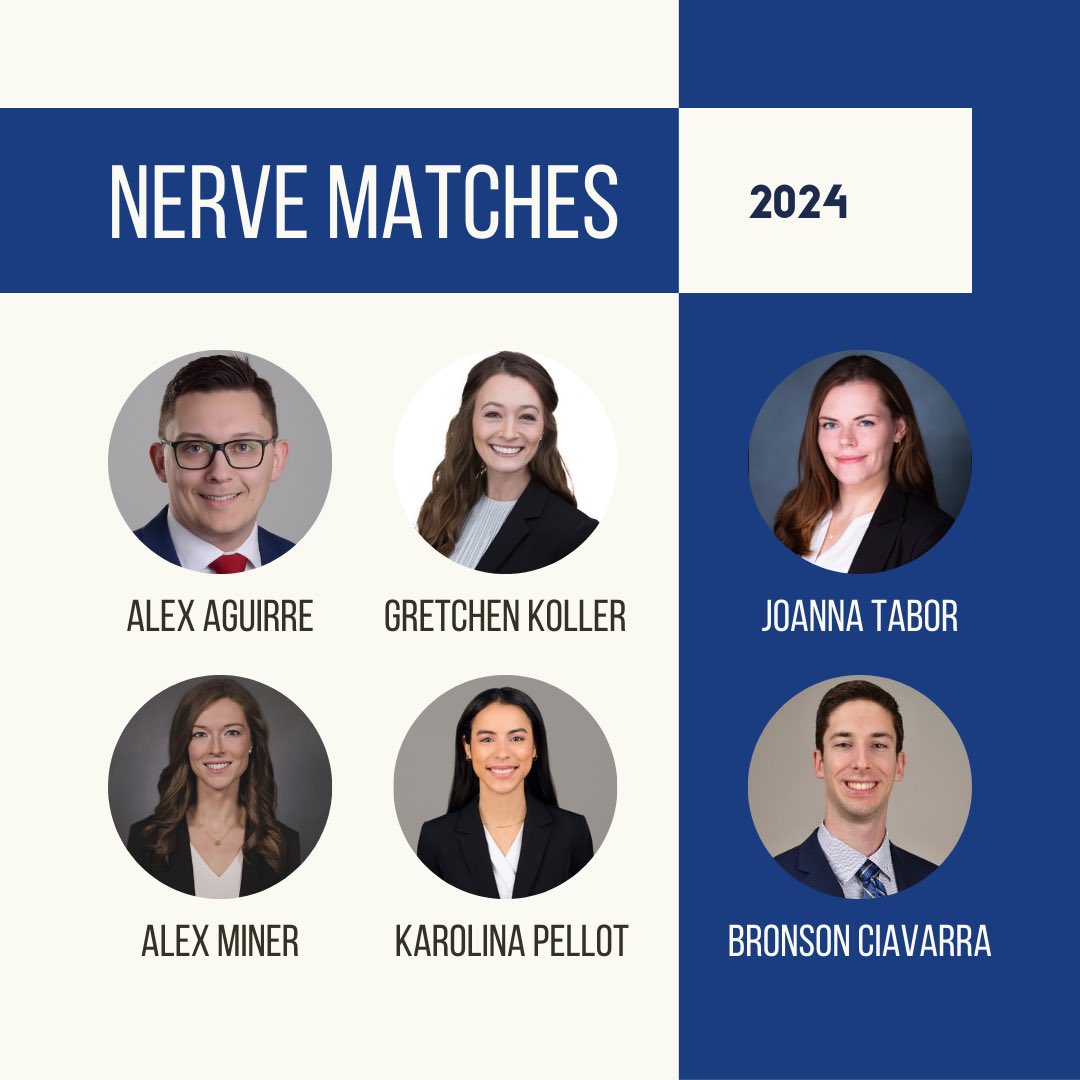 Presenting our Class of 2024 matches! This year we had a RECORD number of past and current members match into #neurosurgery Congratulations to @alexaguirre_med @AlexMiner93 @GretchenKoller @Joanna_K_Tabor @pellot_karolina @BronsonCiavarra #match2024