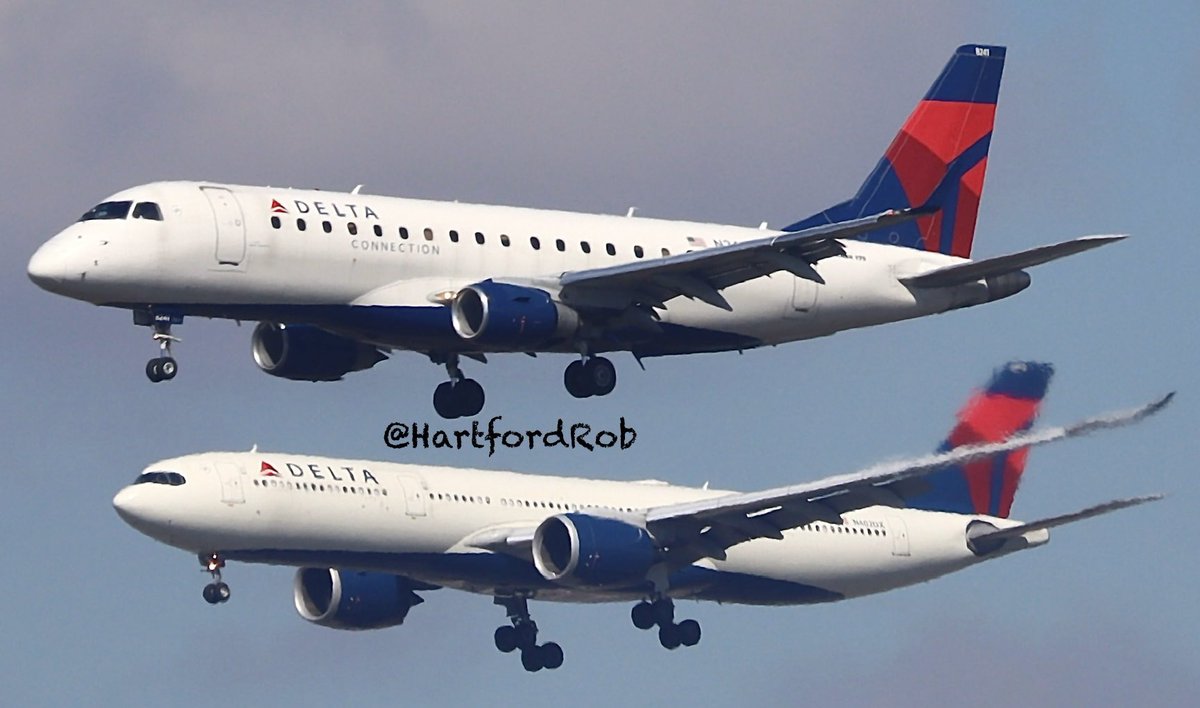 Wow I don’t know what the rest of today holds but it’s going to be tough to beat this photo. Delta E175 and a Delta A330-941 on the parallel approaches for JFK’s 22L and 22R.