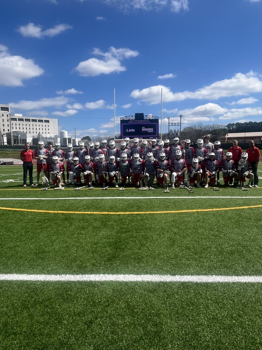 Varsity game 1 goes to the Mustangs with a win over the Vikings!

Game 2 we have the Apex Friendship Patriots representing Breast Cancer against the Jordan Falcons representing Blood Cancer! Beautiful weather for some lacrosse! #crosseoutcancer 🩷❤️🥍🔥