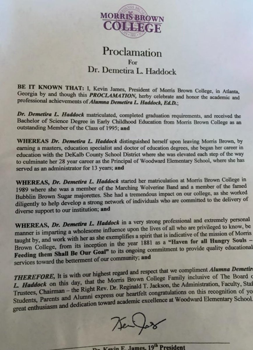 PrincipalDrH's tweet image. #Thehardreset is no longer. #TheResurgence begins!! Proud to have started my educational journey here 30+ years ago. Grateful to have received my very own #proclamation Let&apos;s go &quot;dear ole&apos; @1881MorrisBrown  #solideducationdepartment #RoseBowl1994 #groomedleaders @drkevinejames