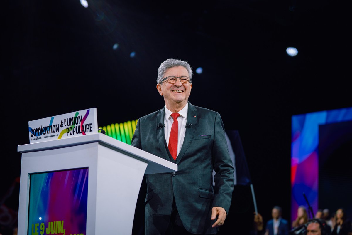 JLMelenchon's tweet photo. Le 9 juin, votez pour la paix et donnez-nous la force de tout changer avec @ManonAubryFr !

Votez pour l'#UnionPopulaire ! https://t.co/QITA21xgFd
