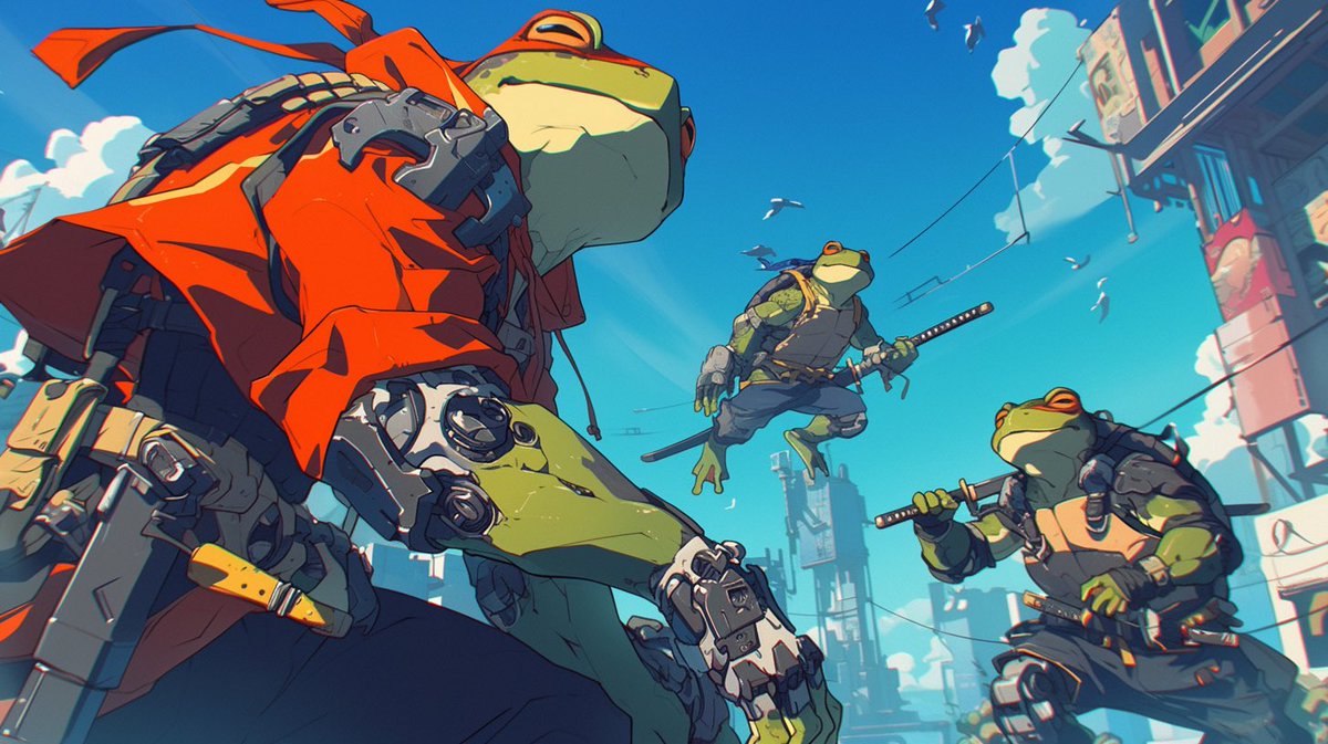 digitalpixieio's tweet photo. TYFTT, @AI_Art_Gal!! I always have time for froggers!! Especially the cool ones!! π€π»I know what you are thinking, these characters look a lot like β¦ Cyborg Samurai Frogs? You so nailed it! ππ #noturtles π
@Knightama_ @GlamGrafter @foxtrotfrog @Julian_cano_ - got a frog cameo? An angry toad in purple pants? An amphibious undersea vehicle with warts?? π Of course only if you have time.