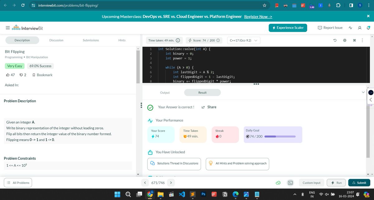 ShivamSayzzz's tweet photo. Hello everyone,
I have completed #Day075 of #365DaysofCode Challenge with
@scaler_official
Committing to show up every day!
#DAY075: Bit Flipping
Discord: https://t.co/rOUEOJzRW9
#scalerdiscord
#codewithscaler
#365daysofcodescaler https://t.co/HRCR80CFDr