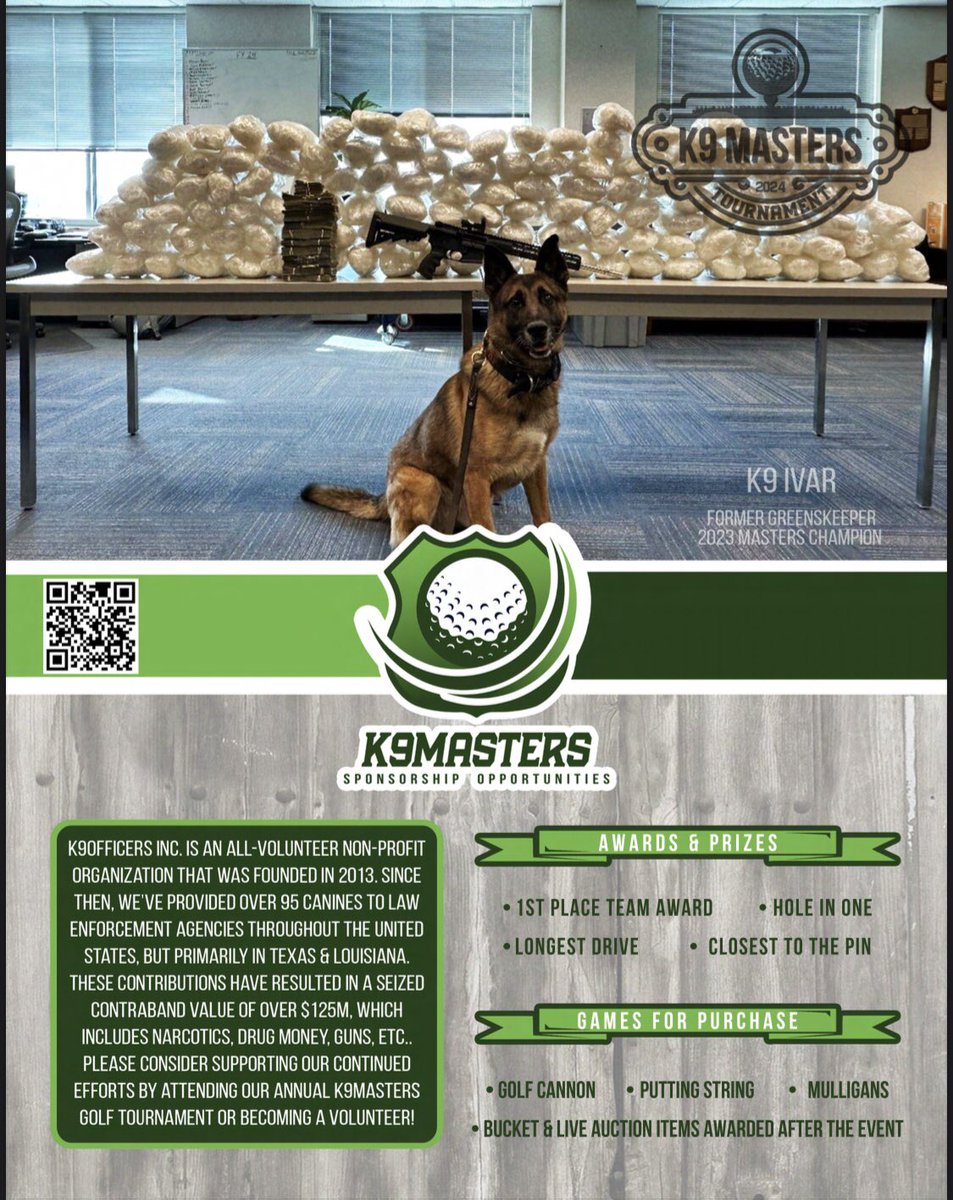 Golf anyone? Time for the K9 Masters, May 20, 2024. Register at K9officers.org to have a great day of golf and support a great cause.  #K9Officersinc  #k9masters #golftournament  #golf