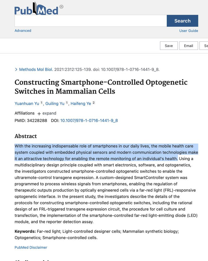 CorinneNokel's tweet photo. A bit of remote transhumanism
Light-controlled designer cells.
Okaaaay
#OptogeneticInterface
But we couldn't POSSIBLY use Graphene Based Sensors for Human Augmentation and remote Synbio-Engineering, could we? https://t.co/JCPUT1TaY4